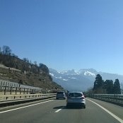 matkalla ja Alpit näkyy jo